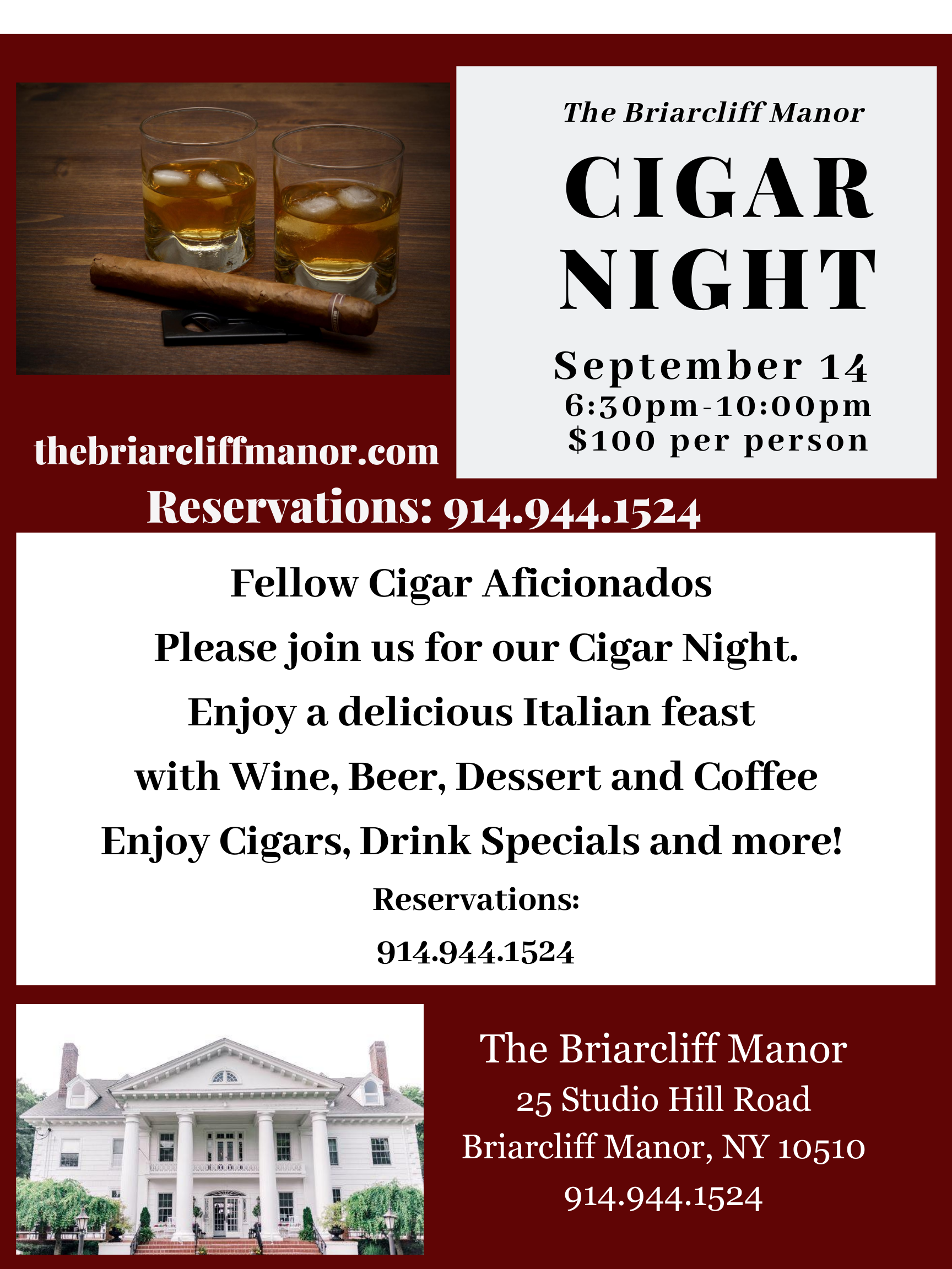 Cigar Night at The Briarcliff Manor on September 14 | The Briarcliff Manor